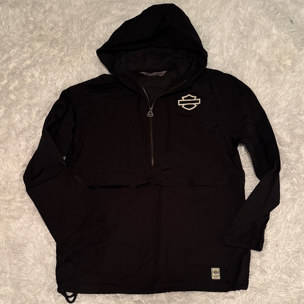 Harley-Davidson Black Hooded Windbreaker